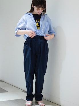 「アイテム（スラックス）」を使った、BRICK&SONS 天王寺ミオさん（レディース・149cm）の夏コーディネート