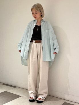 「オーバーサイズ」｜「アイテム（チノパンツ）」を使った、BRICK&SONS 天王寺ミオさん（レディース・150cm）の夏コーディネート