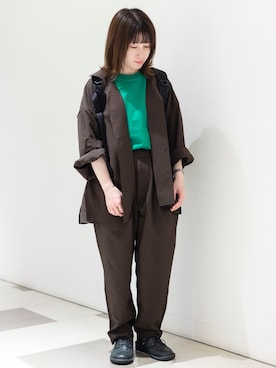 「BRICK & SONS（ブリックアンドサンズ）の&プリント半袖Tシャツ（Tシャツ/カットソー）」を使った、BRICK&SONS 天王寺ミオさん（レディース・149cm）の夏コーディネート