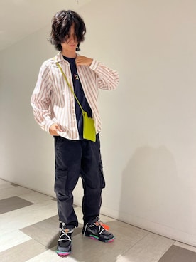 「off white（オフホワイト）のアイテム」を使った、BRICK&SONS 天王寺ミオさん（メンズ・175cm）の夏コーディネート