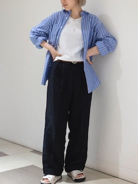 「アイテム（スラックス）」を使った、BRICK&SONS 天王寺ミオさん（レディース・150cm）の夏コーディネート