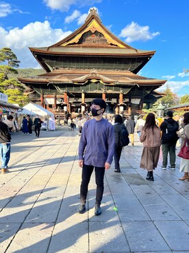 「アイテム（メガネ、パープル系）」を使った、ヒナーシャさん（メンズ・171cm）の冬コーディネート