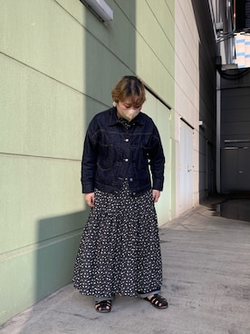 「小花柄ワンピース」｜「アイテム（ジャケット/アウター）」を使った、uwaさん（レディース・155cm）の春コーディネート