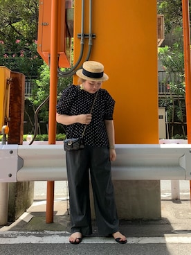 「麦わら帽子」｜uwaさん（レディース・155cm・40代）の夏コーディネート