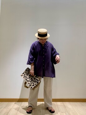 「fredy emue（フレディエミュ）の【fredyemueフレディエミュ】ドロストボリュームシャツブラウス（シャツ/ブラウス）」を使った、uwaさん（レディース・155cm）の夏コーディネート