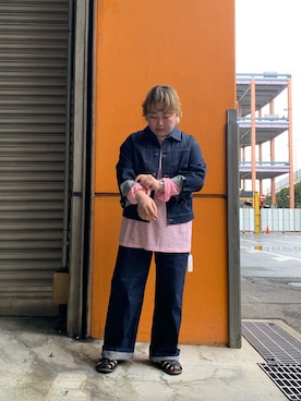 「GEVACO」｜「アイテム（デニムジャケット）」を使った、uwaさん（レディース・155cm）の春コーディネート