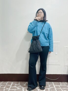 「blue」｜「アイテム（チノパンツ）」を使った、ꪔ̤̮ 詹詹ꪔ̤̮さん（レディース・157cm）の冬コーディネート