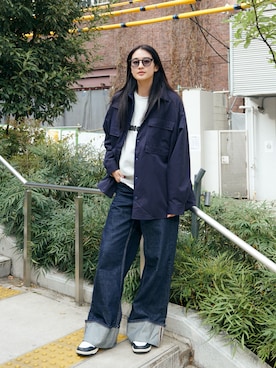 「アイテム（スウェット）」を使った、青野楓さん（レディース・170cm・30代）の冬コーディネート