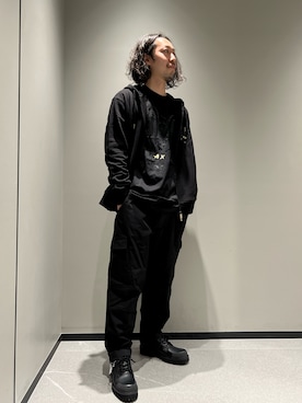 「ARMANI EXCHANGE（アルマーニエクスチェンジ）の【A|X アルマーニ エクスチェンジ】〈CHINESE NEW YEAR カプセル〉ラビットロゴ　長袖クルーネックTシャツ/REGULAR（Tシャツ/カットソー、ブラック系）」を使った、まるてぃさん（メンズ・172cm）の冬コーディネート