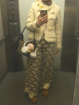 「アイテム（ノーカラージャケット）」を使った、108pitaさん（レディース・163cm）の秋コーディネート