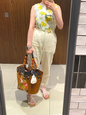 「アイテム（トートバッグ）」を使った、108pitaさん（レディース・163cm）の夏コーディネート