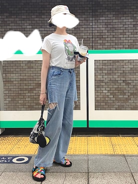 「AS KNOW AS PINKY（アズノゥアズピンキー）のアイテム」を使った、108pitaさん（レディース・163cm）の夏コーディネート