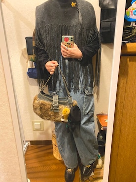 「アイテム（ポンチョ）」を使った、108pitaさん（レディース・163cm）の秋コーディネート