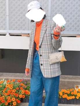 「ビーズバッグ」｜「アイテム（帽子）」を使った、108pitaさん（レディース・163cm）の秋コーディネート