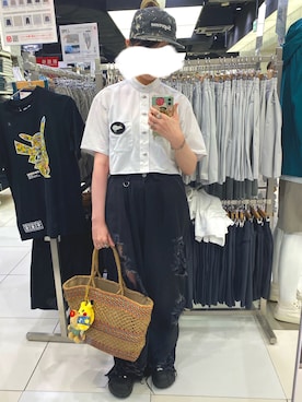 「no brand（ノーブランド）のアイテム（トートバッグ）」を使った、108pitaさん（レディース・163cm）の夏コーディネート