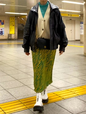 「no brand（ノーブランド）のアイテム（スカート）」を使った、108pitaさん（レディース・163cm）の冬コーディネート