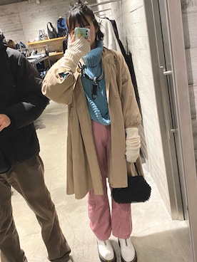 「ビーズバッグ」｜「アイテム（ブーツ）」を使った、108pitaさん（レディース・163cm）の冬コーディネート