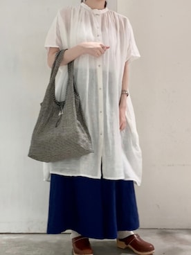 「アイテム（エコバッグ/サブバッグ）」を使った、マチイさん（レディース・158cm・20代）の夏コーディネート