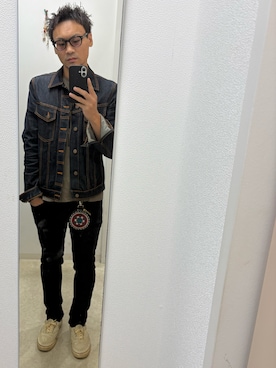 Nudie Jeansのデニムジャケットを使った人気ファッション