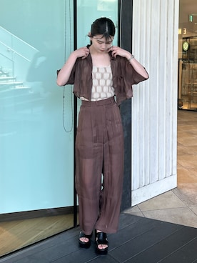 「MURUA（ムルーア）のアイテム（シャツ/ブラウス）」を使った、松本明日香さん（レディース・161cm）の夏コーディネート