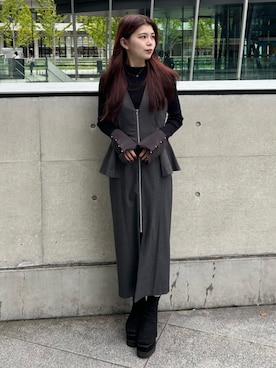 「MURUA（ムルーア）のアイテム」を使った、松本明日香さん（レディース・161cm）の秋コーディネート