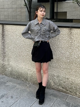 「MURUA（ムルーア）のアイテム」を使った、松本明日香さん（レディース・161cm）の夏コーディネート