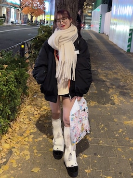 「AS KNOW AS plus（アズノゥアズプラス）のアイテム（ジャケット/アウター）」を使った、おこめさん（レディース・157cm）の冬コーディネート