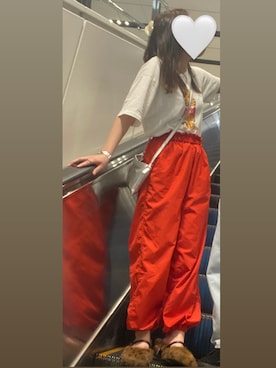 「アイテム（その他パンツ、レッド系）」を使った、na.さん（レディース・153cm）の夏コーディネート