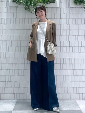 「パンツスタイル」｜「アイテム（テーラードジャケット）」を使った、なつきさん（レディース・159cm）の夏コーディネート