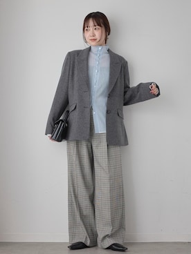 「VIS（ビス）の美easyウーリッシュワイドパンツ/WEB限定カラー・セットアップ対応（その他パンツ、グレー系）」を使った、なつきさん（レディース・159cm）の夏コーディネート