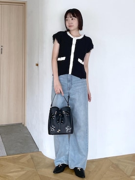 「VIS（ビス）のストレートカラーデニム（デニムパンツ、ブルー系）」を使った、なつきさん（レディース・159cm）の夏コーディネート