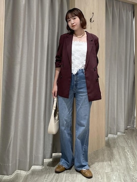「VIS（ビス）の【180℃美人見え】ハンドルリボンワンショルダーバッグ/新色追加（ショルダーバッグ、ホワイト系）」を使った、なつきさん（レディース・159cm）の夏コーディネート