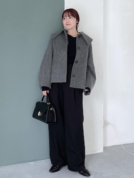 「VIS（ビス）のもちもちドレープリブニットトップス/イージーケア（ニット/セーター）」を使った、なつきさん（レディース・159cm）の秋コーディネート