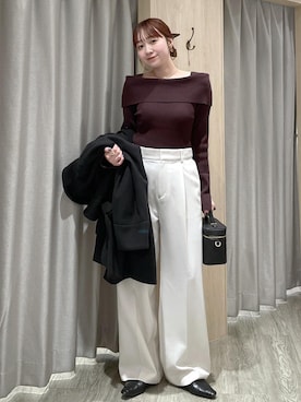 「アイテム（スラックス）」を使った、なつきさん（レディース・159cm）の冬コーディネート