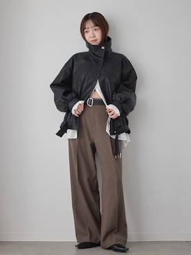 「VIS（ビス）の美easyウーリッシュワイドパンツ/WEB限定カラー・セットアップ対応（その他パンツ、グリーン系）」を使った、なつきさん（レディース・159cm）の夏コーディネート