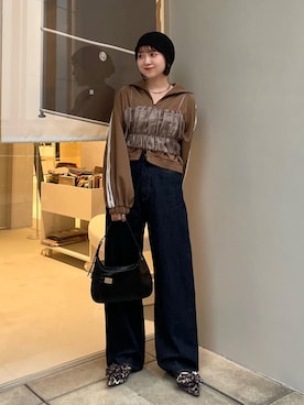 「ストレート」｜「アイテム（その他アウター）」を使った、なつきさん（レディース・159cm）の秋コーディネート