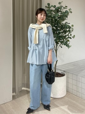 「VIS（ビス）のアシンメトリーフレアーシャツ（シャツ/ブラウス）」を使った、なつきさん（レディース・159cm）の冬コーディネート