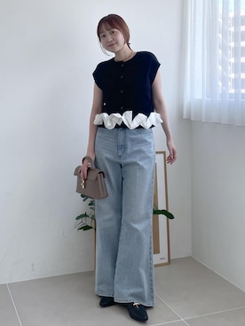 「VIS（ビス）のストレートカラーデニム（デニムパンツ、ブルー系）」を使った、なつきさん（レディース・159cm）の夏コーディネート