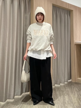 「ブルべ夏」｜「アイテム（スウェット）」を使った、なつきさん（レディース・159cm）の冬コーディネート