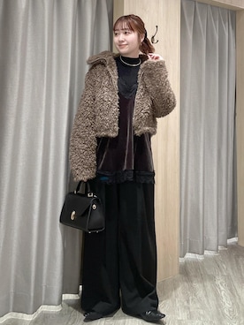 「アイテム（チュニック）」を使った、なつきさん（レディース・159cm）の冬コーディネート