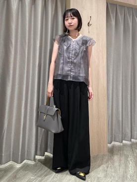 「フェミニンコーデ」｜「アイテム（バレエシューズ）」を使った、なつきさん（レディース・159cm）の夏コーディネート