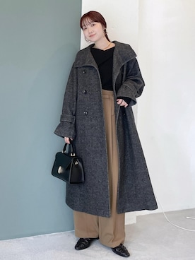 「VIS（ビス）のもちもちドレープリブニットトップス/イージーケア（ニット/セーター）」を使った、なつきさん（レディース・159cm）の秋コーディネート