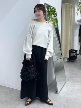 「フェミニンコーデ」｜「アイテム（スウェット）」を使った、なつきさん（レディース・159cm）の冬コーディネート