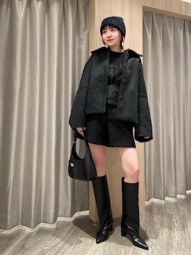 「VIS（ビス）の【洗える】ジャージメルトンショートパンツ（その他パンツ）」を使った、なつきさん（レディース・159cm）の冬コーディネート