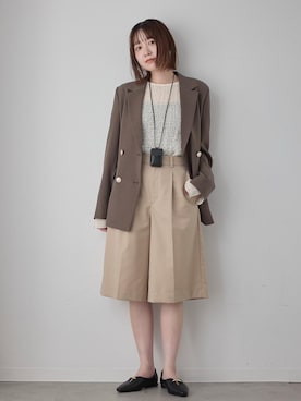 「Juze（ジュゼ）のメタルバブーシュパンプス（パンプス、ブラック系）」を使った、なつきさん（レディース・159cm）の夏コーディネート