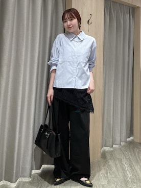 「VIS（ビス）の美easyリネンライクテーラードジャケット/イージーケア・接触冷感・セットアップ対応（テーラードジャケット、ブラック系）」を使った、なつきさん（レディース・159cm）の春コーディネート