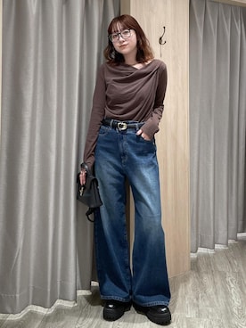 「VIS（ビス）のアイテム（デニムパンツ）」を使った、なつきさん（レディース・159cm）の秋コーディネート