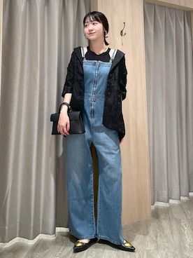 「パンツスタイル」｜「アイテム（サロペット/オーバーオール）」を使った、なつきさん（レディース・159cm）の夏コーディネート