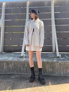 「VIS（ビス）のアイテム（ニットキャップ/ビーニー）」を使った、なつきさん（レディース・159cm）の秋コーディネート