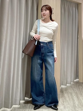 「VIS（ビス）のアイテム（デニムパンツ）」を使った、なつきさん（レディース・159cm）の秋コーディネート